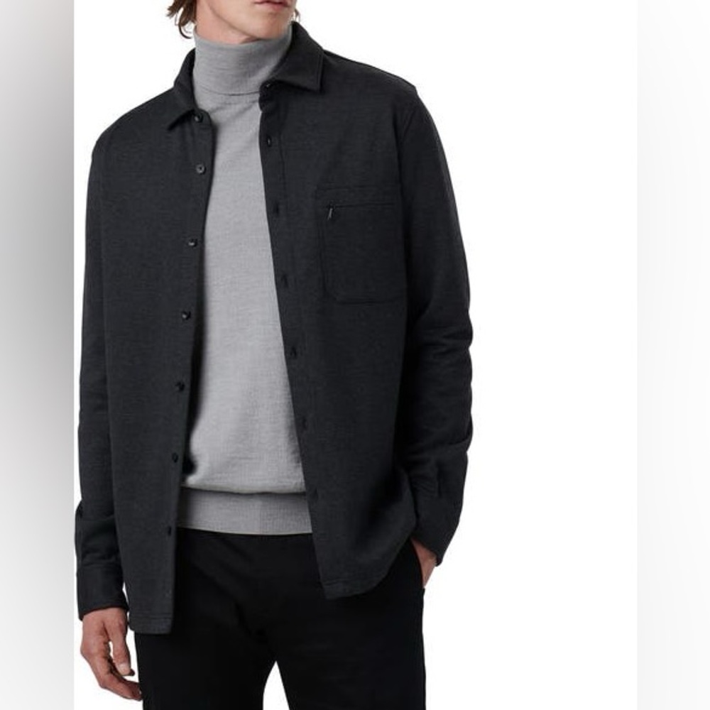 Bugatchi Cotton Blend Button Diwn Shirt Jacket Caviar Charcoal Grey size Large